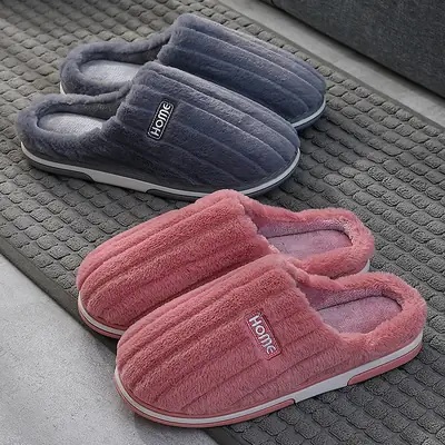 Women's Pink Cotton Slippers for Winter Warmth