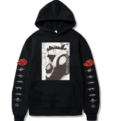 Naruto Sasuke Fleece Hoodie for Men Oversize
