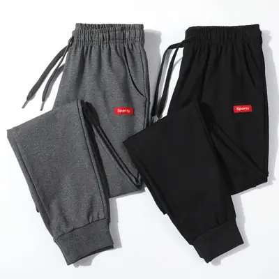 Men's Pure Cotton Sweatpants Grey Black Large