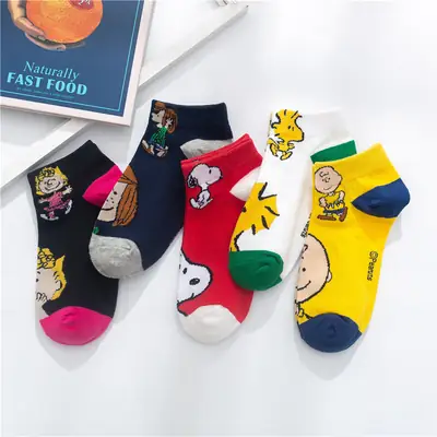 Four Seasons Color Couple All-match Socks Summer Thin Short Socks Women Street Cyber Celebrant Cartoon Snoopy Socks Men