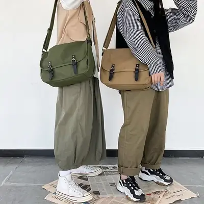 Japanese Student Canvas Crossbody Bag Large Capacity Women