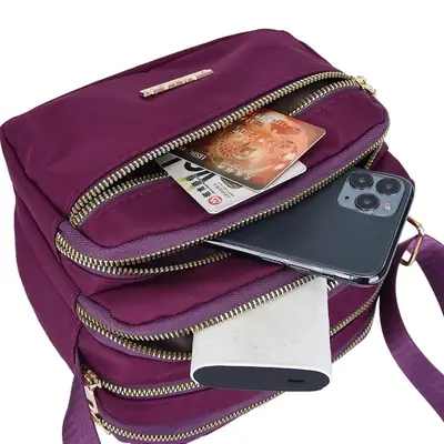 Waterproof Crossbody Bag for Women Purple Nylon