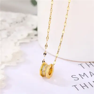 Gold Titanium Necklace for Women with Little Red Riding Book Design