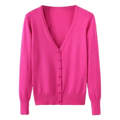 Women's Light Blue Knitted V-Neck Cardigan Short Top