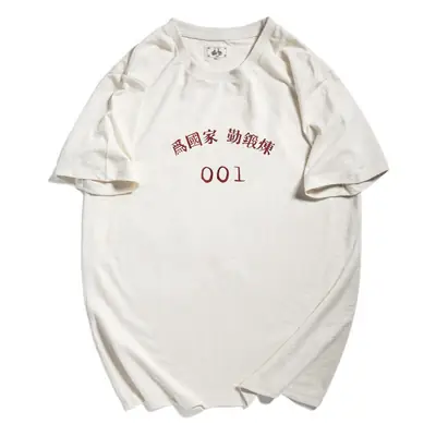 White Cotton 80s Style T-Shirt 001 Menswear