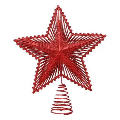 Red Five-Pointed Star Tree Top Decor