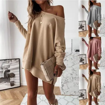 Pink Long Sleeve Loose Sweater for Women