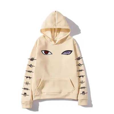 Men Orange Naruto Hoodie with Eye Embroidery