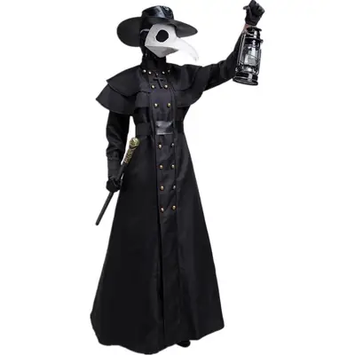 2025 Medieval Punk Black Robe Doctor Costume
