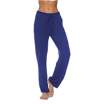 Women's Grey Wide Leg Drawstring Yoga Pants