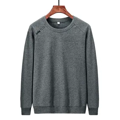 Men's Grey Pure Cotton Round Neck Sweater Large