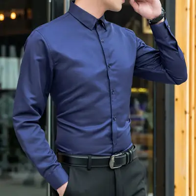 Men's Slim Fit Burgundy Button Down Shirt