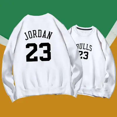 Men Women Spring Pullover Sweaters Jordan23 Bull23 White