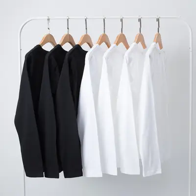 Men Black Cotton Long Sleeve T-Shirt Loose Fit