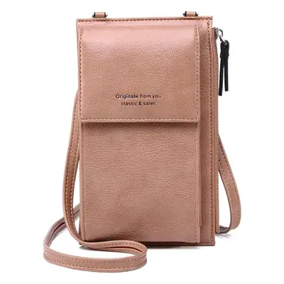 Women's Beige Zippered Shoulder Bag with Long Strap