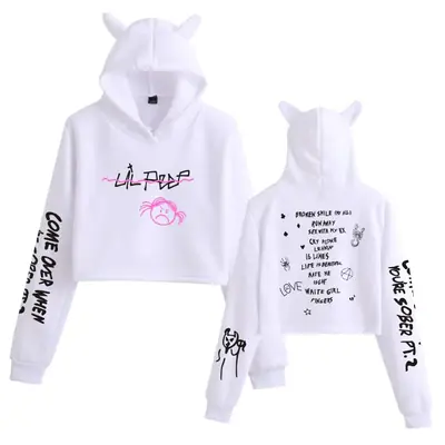 Lil Peep Hooded Sweatshirt Set Black Cat Ears Love Print