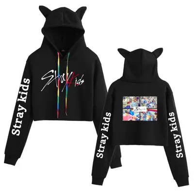 Stray Kids Hooded Vest Set Gray Cat Ears
