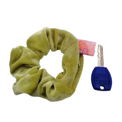 Orange Velvet Hair Scrunchie with Keychain Set