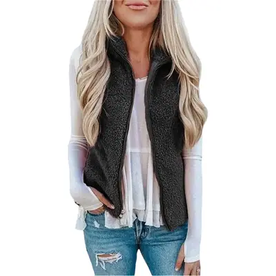 Women's Plush Crossbody Vest Top Red Winter Coat