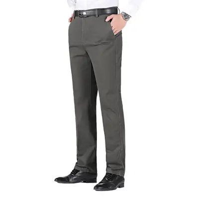 Men's Thick Cotton Pants High Waist Business Casual