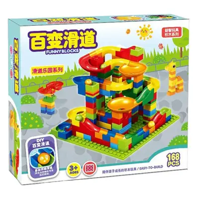 Children's assembled ball slide building blocks 168 large and small particles assembling toys educational gifts for boys and girls