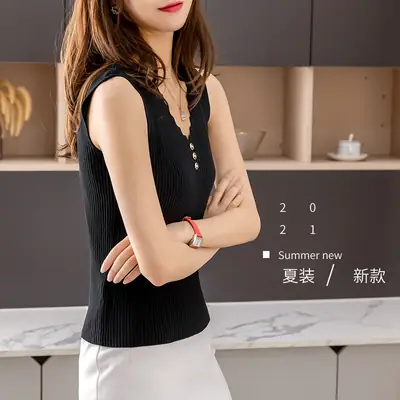 Women V Neck Sleeveless Camisole Ice Silk Summer