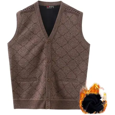 Middle-aged Men Fleece Vest Navy Blue Extra Large