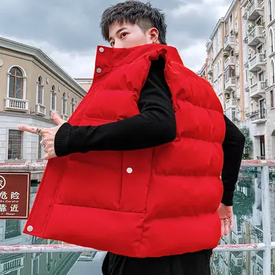 Men's Red Puffer Vest Casual All-match All-season Vest