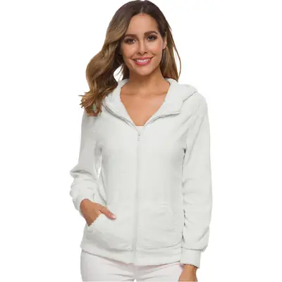 Women's Light Blue Wool Zipper Hoodie