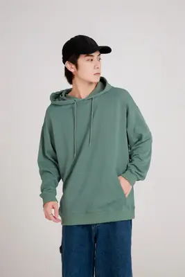 Green Hooded Sweatshirt for Youth Winter Casual Wear