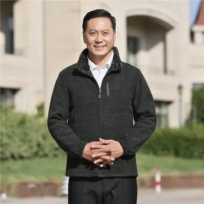 Men's Blue Fleece Lined Jacket with Card Collar