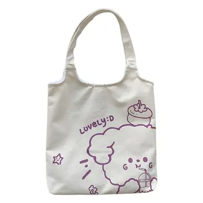 Japanese Ulzzang College Student Canvas Shoulder Bag Large Capacity Purple