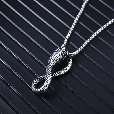 Titanium Steel Python Pendant Necklace for Men