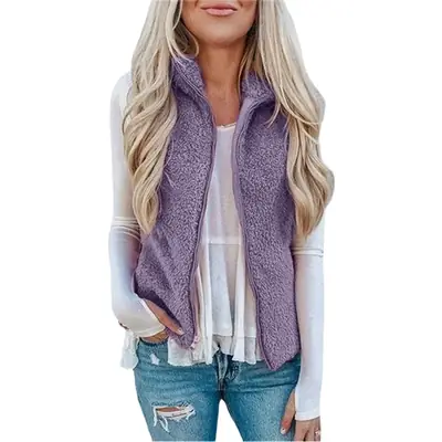 2024 Women's Plush Crossbody Vest Jacket Grey White