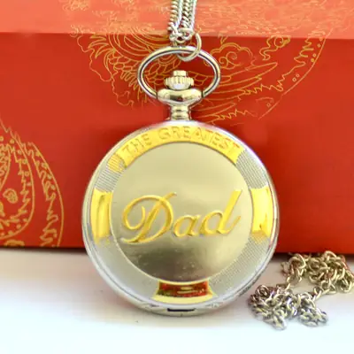 Gold Plated DAD Pocket Watch with Chain