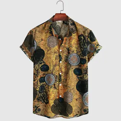 Men's Printed Cotton Shirt Short Sleeve Summer Wear