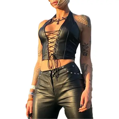 2023 Black Flame Top Top with High Waist Cut