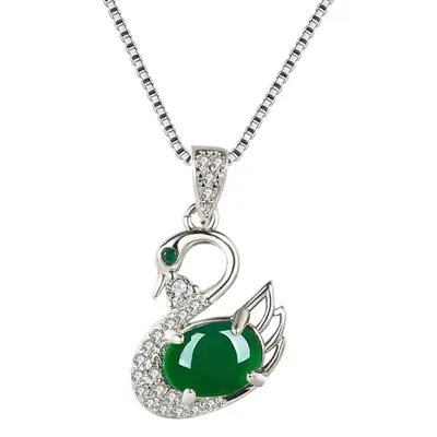 Korean Style Silver Chain Necklace with Swan Pendant