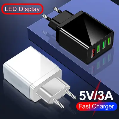Digital LED Multi-Port Travel Charger with Voltage Display