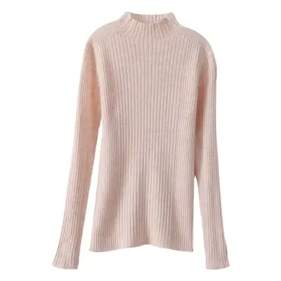 Women's White Half Turtleneck Knit Sweater