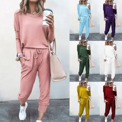 Women's Long Sleeve Sweatpants Set Multi Color Casual Set