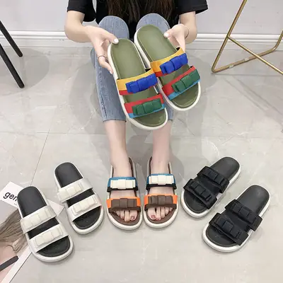 Women Beach Sandals Bow Knot Thick Soled Flat Soled