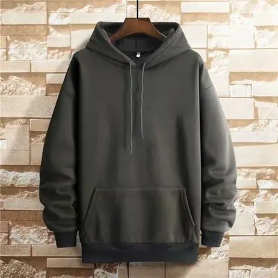 Men's Japanese Style Hooded Sweatshirt Grey Loose Fit