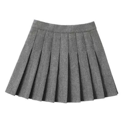 Black Pleated Woolen Skirt Large Women