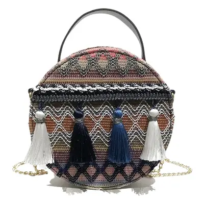 Women's Ethnic Crossbody Bag with Tassels