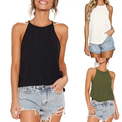 Women's 2020 Summer Camisole White Round Neck