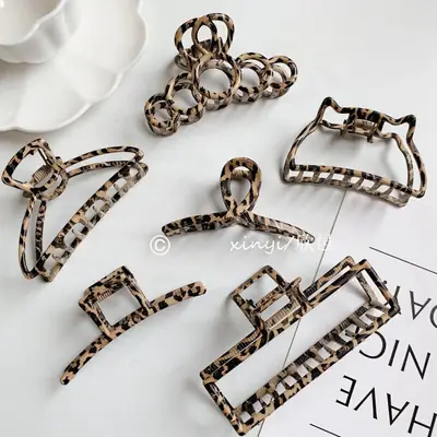 French Retro Leopard Hair Clip Large Size