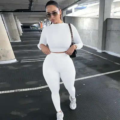 Women's Grey Slim Fit Two-Piece Sports Suit