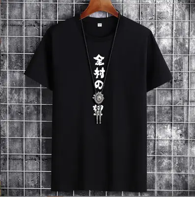 Men Cotton Printed T-Shirt Yellow Short Sleeve