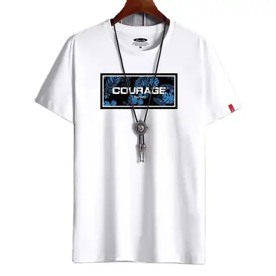 Men Cotton Short Sleeve T-Shirt Yellow Courage Print
